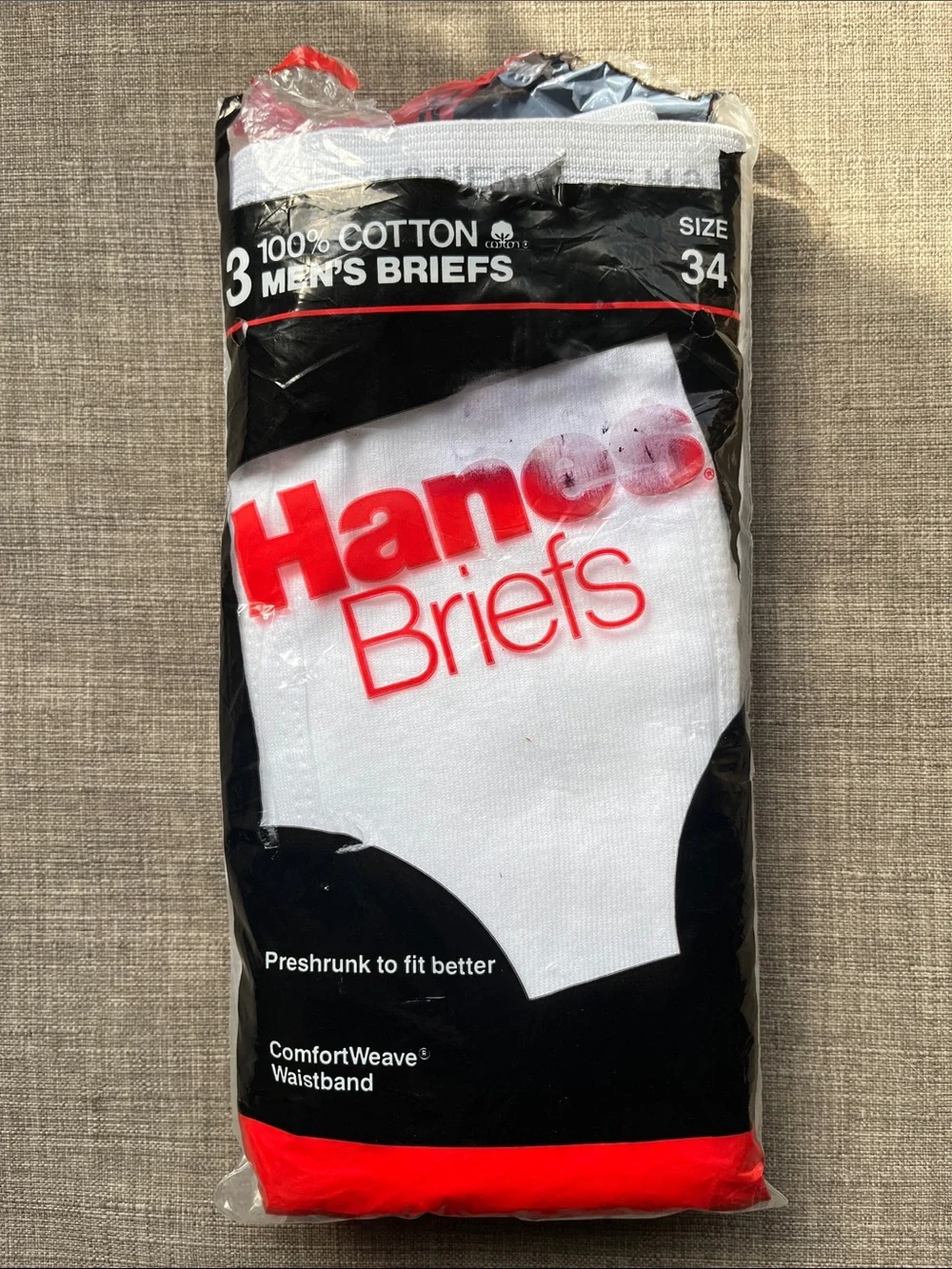 Vintage 1987 Hanes 100% Cotton Briefs 3-Pack Size 34